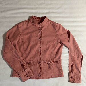 Vintage Old Navy Linen Cotton Blend Jacket w/ Satin Details. Size Med. Coral